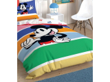 Set lenjerie pt adolescenti Ranforce  Mickey Mouse rainbow", 160x220 cm, 3 piese