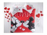 Set lenjerie de pat Ranforce "Minnie&Mickey" p/u 2 pers., 200*220 cm, Rosu, 4 pcs